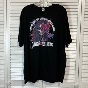 Lane Seven Black Goth Skull Rose Graphic Cotton T-shirt Unisex 2XL